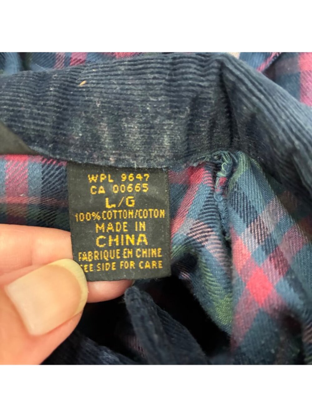 VTG 90s Eddie Bauer Flannel Dress L Blue Plaid Maxi Prairie Corduroy Grunge - Picture 10 of 10